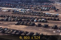 Стоянка зараженной радиацией техники под Чернобылем